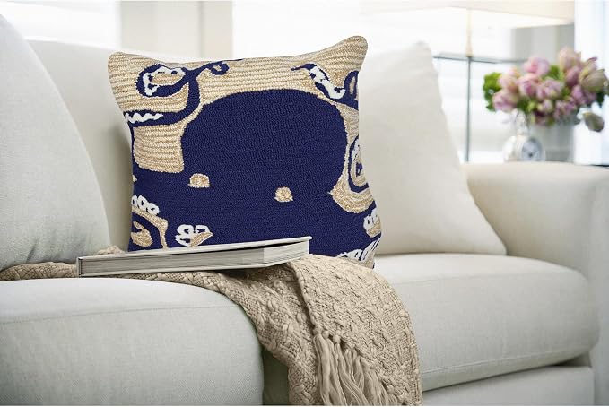 Liora Manne Frontporch Indoor/Outdoor Pillow, 18" Square, Octopus Navy