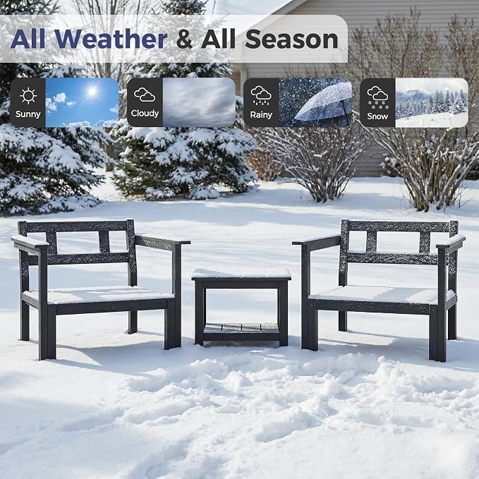 Modular Outdoor Patio Furniture Arm Seat, HIPS All-Weather Outdoor Sectional Sofa with High-Density Thick Cushions, Easy Side Interlock, Patio Seat for Backyard, Balcony, Deck (Grey)