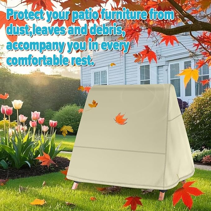 Swing Cover,500D Waterproof Outdoor Swings Covers,Shield for A Frame Patio Porch Swings with Drawstring and Buckles(101" Lx80 Wx88 SL,Beige)