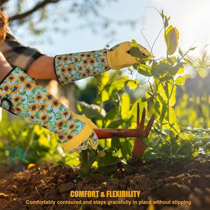Sunflower Gardening Gloves Thorn Proof for Women Touchscreen Fingertips | Breathable Yard Work Glove