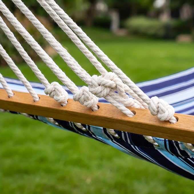 Hammock with Spreader Bar, Pillow & Chains, 450 lbs Capacity, Weather Resistant, for Patio, Backyard, Beach, Outdoor