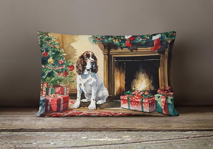 Caroline's Treasures DAC2653PW1216 English Springer Spaniel Cozy Christmas Throw Pillow Machine Washable, Indoor Outdoor Decorative Pillow for Couch, Bed or Patio, 12HX16W