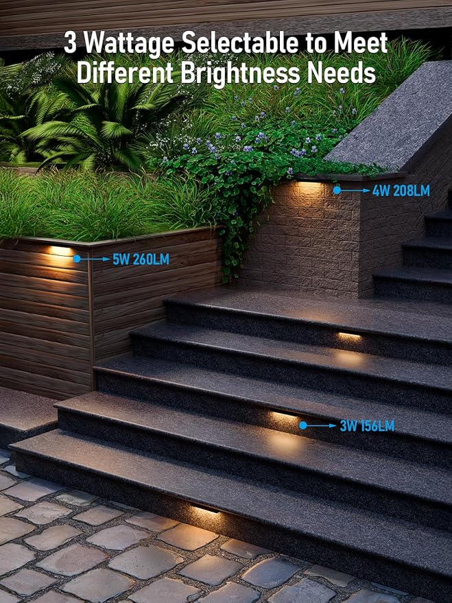 LEONLITE 7 Inch LED Hardscape Lighting, Update Retaining Wall Lights, LED Landscape Lighting, 12-24V AC/DC Paver Light Low Voltage, 3W/4W/5W Dimmable Outdoor Step Lights, 2700K Soft White, ETL, 4 Pack
