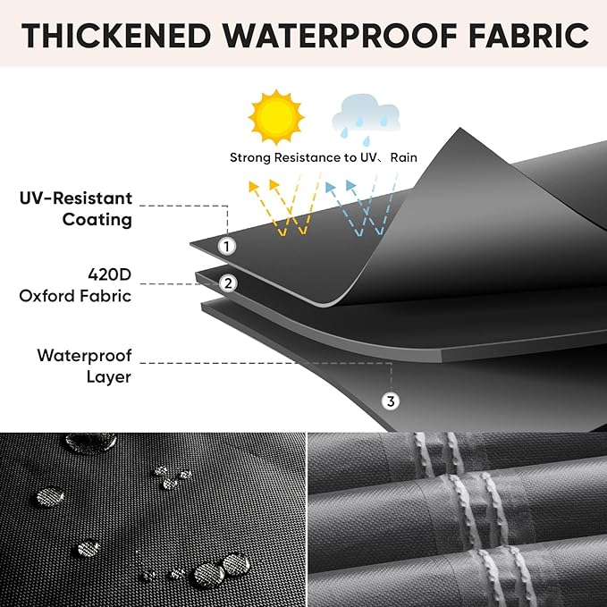 BALEINE Patio Furniture Covers, Outdoor Furniture Covers Waterproof, Heavy Duty Oxford Patio Table Cover for Outdoor Table, Chair, Sofa, Desk (Black, 98"L x 78"W x 28"H)