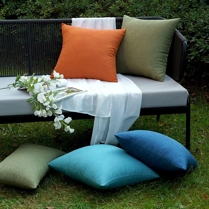 EMEMA Outdoor Waterproof Peacock Blue Pillow Covers 12x20 Inch Rustic Decorative Throw Pillow Covers Cushion Case Rectangle for Patio Sofa Couch Home Bed Farmhouse Car Decor Set of 2