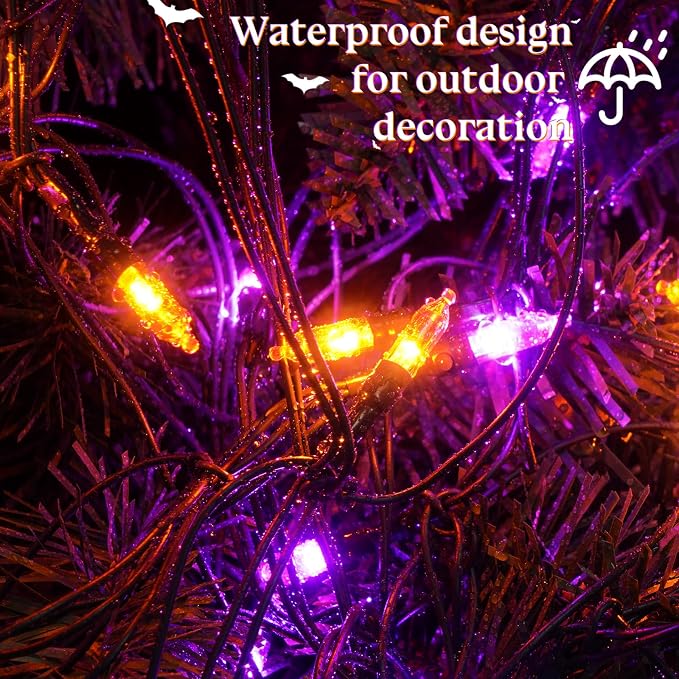 2 Pack 120LED Net Lights Outdoor, 5ft x 6ft Connectable Mesh Lights, 8 Modes 3.5V Low Voltage Waterproof Bush Lights for Trees, Bushes, Wedding, Party Decor (Orange/Purple, 2Pack)