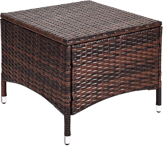 Tangkula 3 Piece Patio Furniture Set, 2 Wicker Chairs with Glass Top Coffee Table, Outdoor Garden Porch Poolside Furniture Set for 2, Rattan Conversation Set