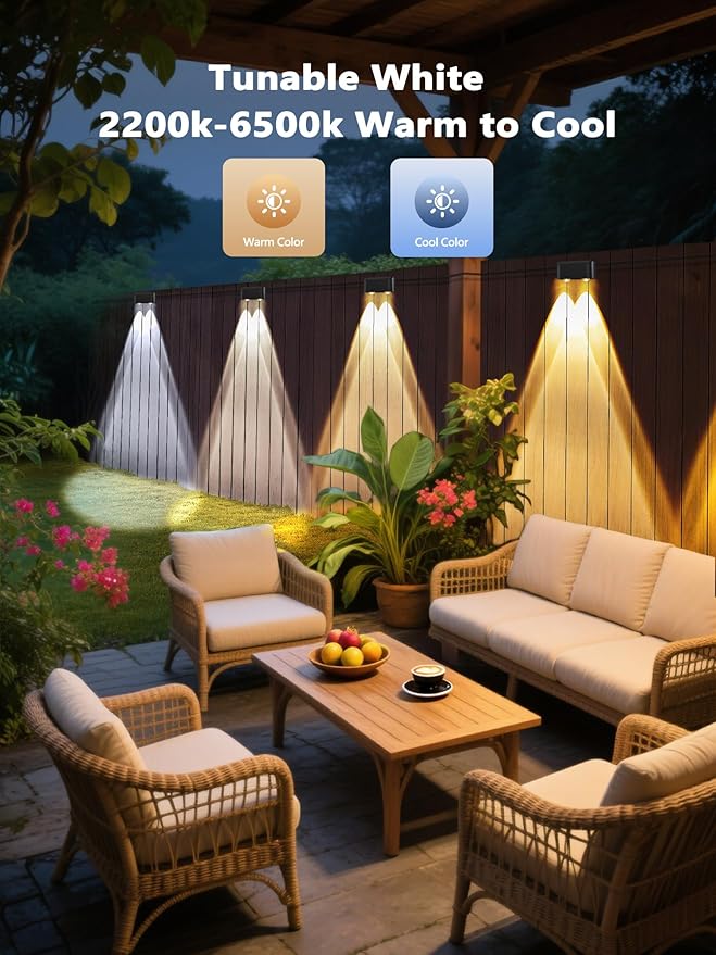 Brizled Smart RGBCW Fence Lights Outdoor, Red White Blue Deck Lights APP Controlled Compatible with Alexa & Google Home, Music Sync Fence Lighting for July 4th Garden Backyard Yard, 72.18ft 12 Pack