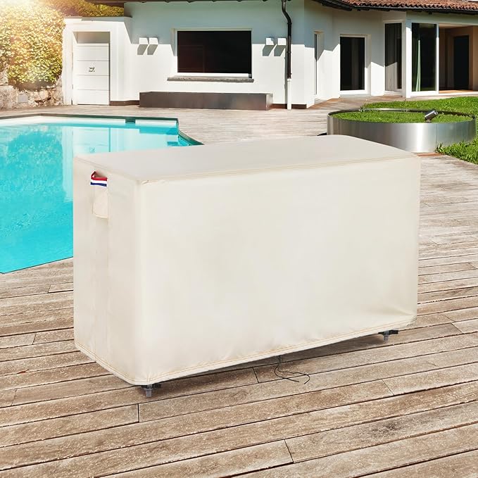 Outdoor Prep Table Cover 30 Inch,Waterproof Patio Outdoor Stainless Steel Metal Grill BBQ Table Cart Cover Dustproof Windproof All Season Pretection for Outdoor Table - 30 x 30 x 30 Inch-Beige