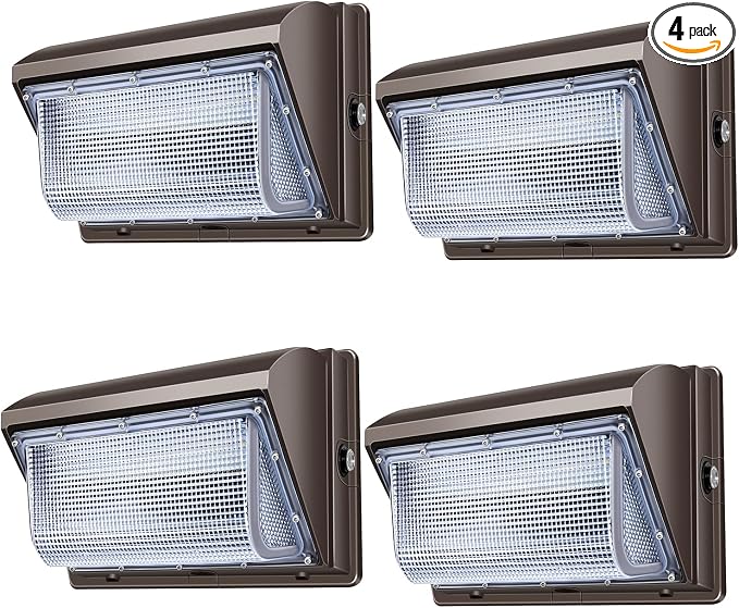 ledmo 120W LED Wall Pack Light 4 Pack Dusk to Dawn with Photocell Outdoor Commercial Industrial Lights 840W HPS HID Equivalent 5000K Security Flood Lighting for Buildings,Warehouse, Parking,Yard