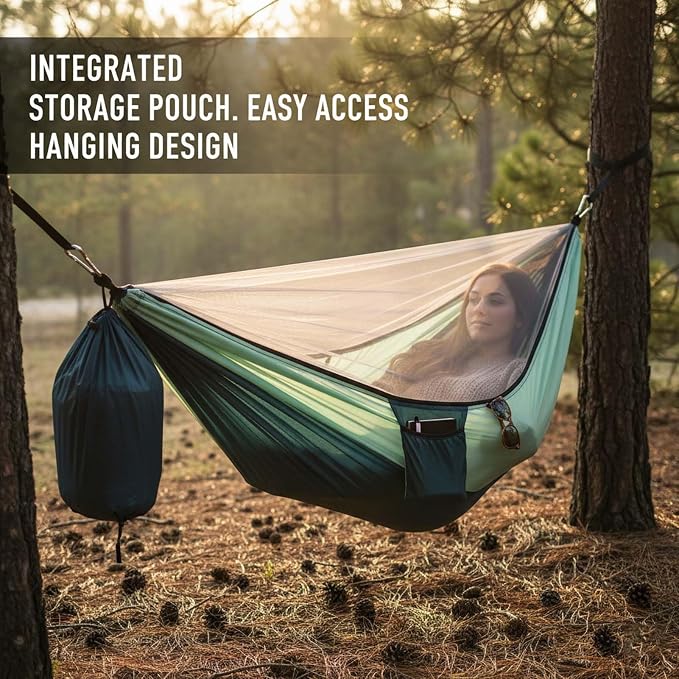 YSUEFIJO Outdoor Portable Hammock for Garden Or Camping, Lightweight Hammock with Strong Fabric, Comfortable Hammock for Relaxation, Easy to Hang Hammock, Perfect for Travel and Patio