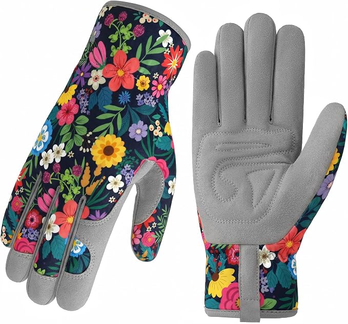 Trifabricy Gardening Gloves for Women, Breathable Leather Garden Gloves with Grip, Thorn-Proof Puncture-Resistant Work Gloves