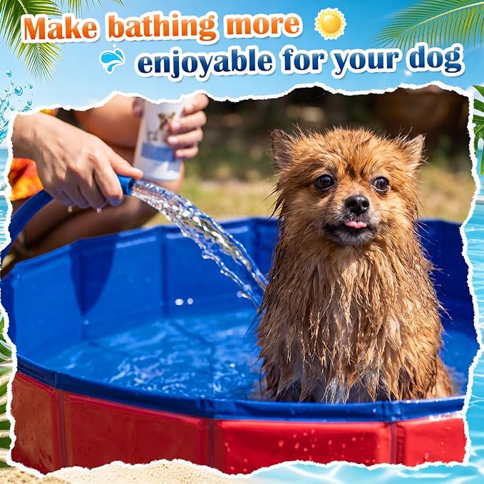 Chunful Red Foldable Dog Pool with Storage Bag, Pet Swimming Pool Hard Plastic Portable Bath Tub for Dogs, Cats, Backyard, Beach, and Summer Play, Indoor & Outdoor Use (24" X 8")