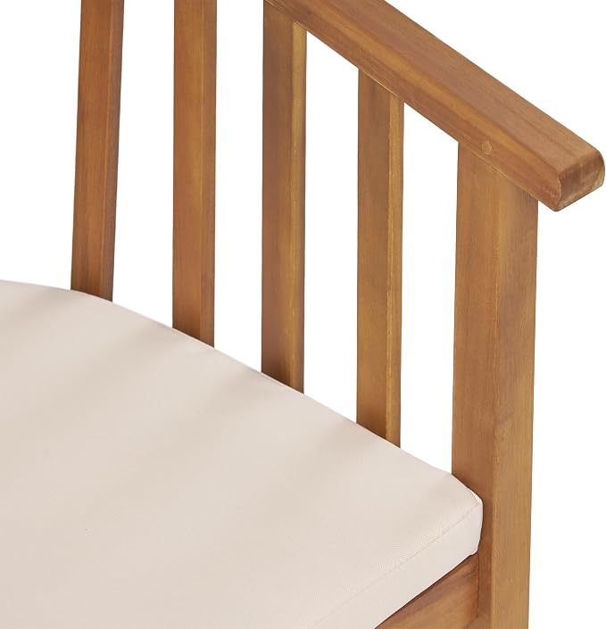 Christopher Knight Home Outdoor Acacia Wood Dining Set 6 Chairs 1 Table Cream Cushions Teak Finish Patio Backyard Garden Furniture 70 Inch Table Outdoor Dining Set