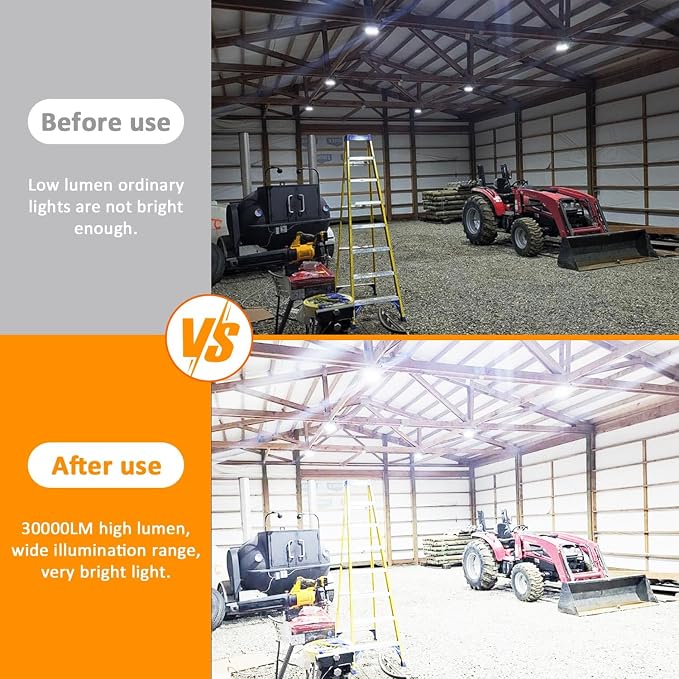 RIUVAO 100ft LED Construction String Lights,Super Bright 300W 30000LM Waterproof IP67 Led String Work Lights, Construction Temporary Lights (Upgrad 100ft-10lights)