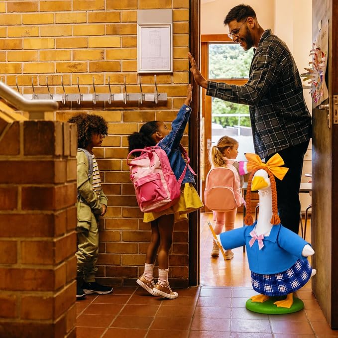 JcHrmers Back to School Goose Outfit Student Porch Goose Outfits School Nniform Lawn Goose Clothes Fits 23" Cement Plastic Goose Statue for School Classroom Outdoor Garden Yard Patio Decor