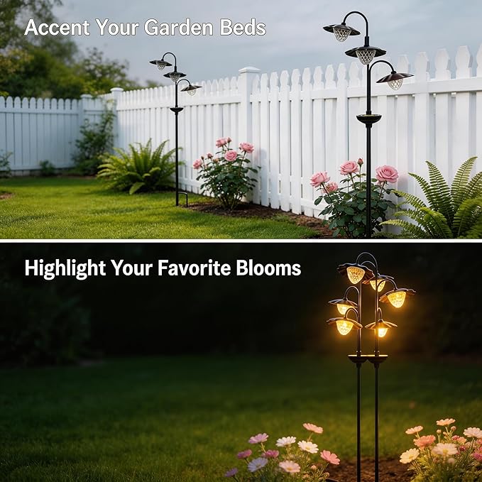 Solar Lights Outdoor 2 Pack Waterproof 3000K Cold White LED Stainless Steel Stake Outside Lights for Yard Pathway Garden Driveway Walkway Landscape Path Lighting