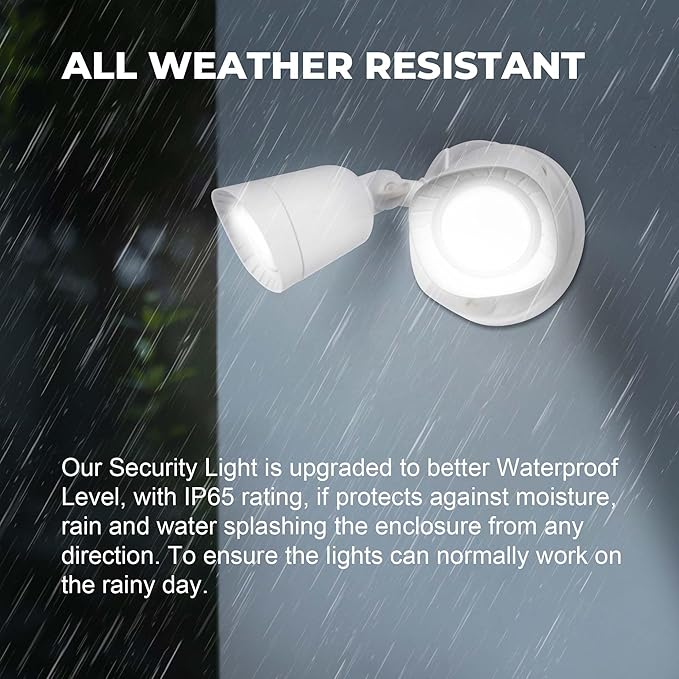 LED Flood Lights Outdoor, 16W 1900LM 5000K Daylight, IP65 Waterproof Security Lights with 2 Adjustable Heads, Exterior Wall Light for Patio, Garage, Yard-White