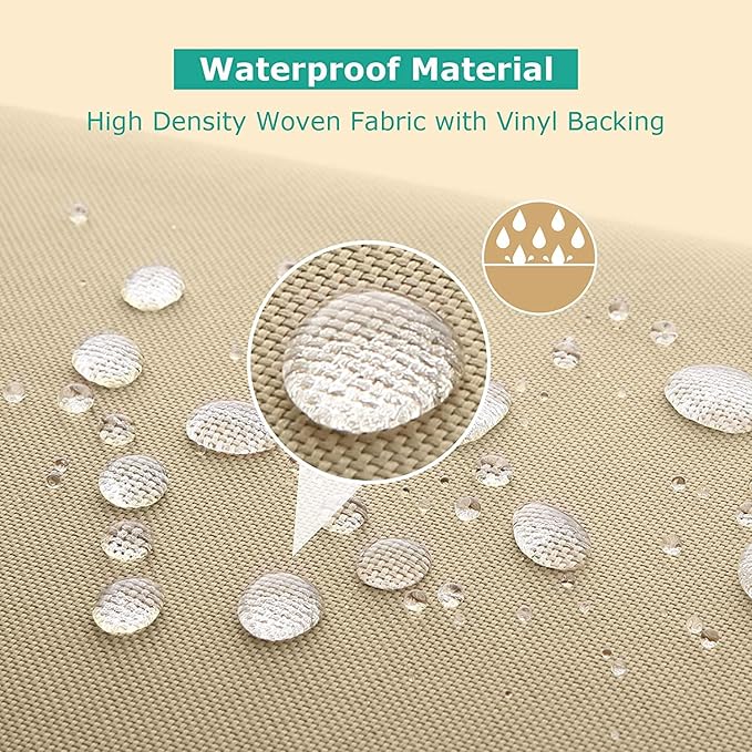 SunPatio Outdoor Chair Covers 2 Pack, Heavy Duty Waterproof Patio Lounge Deep Seat Covers, All Weather Protection Lawn Chair Protector for Outdoor Furniture, 34" W x 37" D x 36"/25'' H, Beige