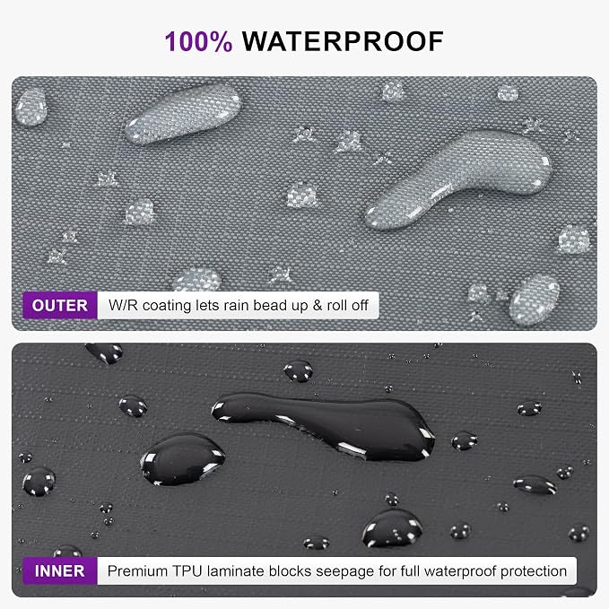 PURPLE LEAF 11 Pieces Patio Dining Set with Waterproof Furniture Cover Rectangular Table and Chairs Set for Garden Deck Aluminum Frame Backyard Kitchen Set, Cushions and Pillows Included Grey