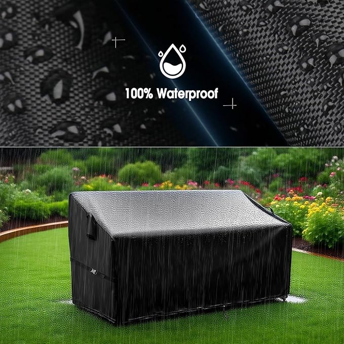 Outdoor Sofa Cover, 50 Inch Waterproof Paito Couch Loveseat Cover, Furniture Covers for Outdoor Seating for Winter - 50 x 30 x 30 Inch, Black