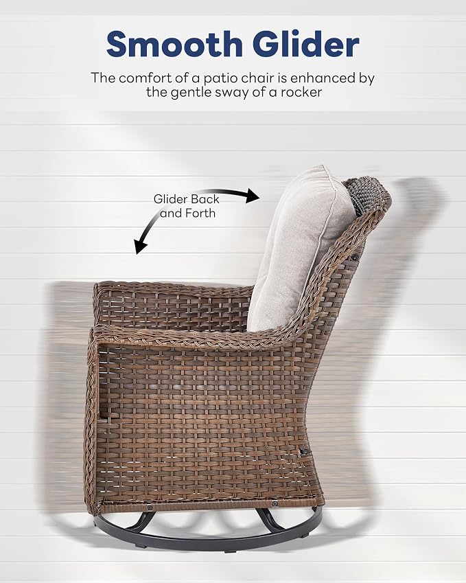 6 Pieces Wicker Patio Conversation Sets-Swivel Patio Chairs with Outdoor Sofa Outdoor Patio Furniture Set for Patio Deck Porch Garden Backyard-Brown/Beige