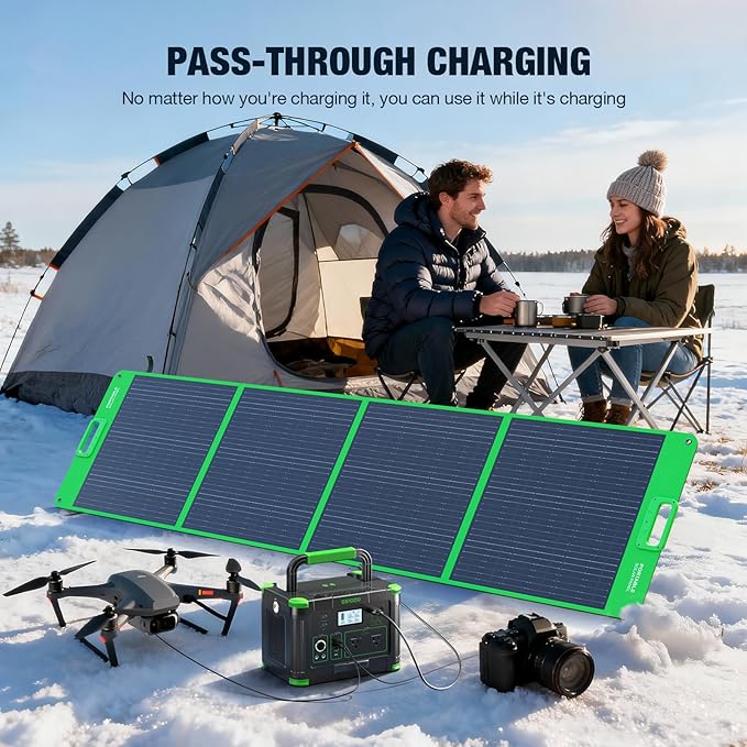 Portable Power Station 1000W, 999Wh Solar Generator, Pure Sine Wave AC Outlet with PD 60W USB-C Fast Charging, Outdoor Camping RV Van Home Backup Off-Grid Living