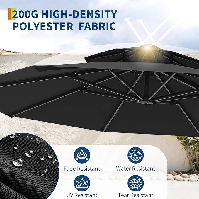 10FT Outdoor Umbrellas for Patio, Cantilever Umbrella with Steel Frame, UV Protection, Fade Resistant Fabric, 360 Degree Rotation, Pool Umbrellas Outdoor for Garden Deck Backyard