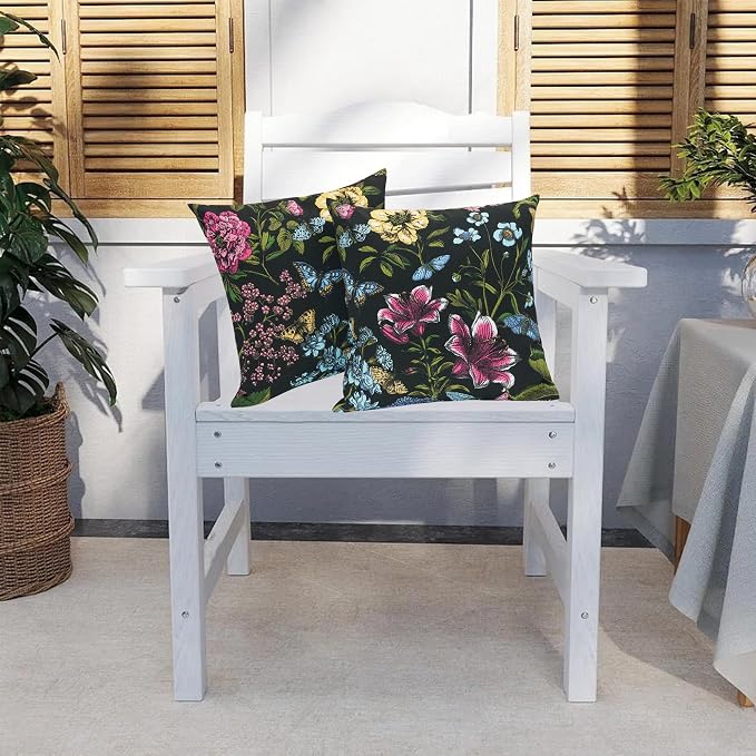 FUNHOME Outdoor Pillow Covers 18x18 Inch Pack of 2, No Insert | Square Throw Pillow Covers, Water-Repellent, Modern Pillow Cases for Sofa Patio Couch Decoration