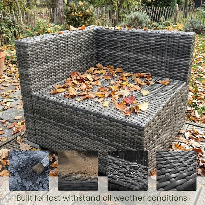 LayinSun 8 Piece Patio Furniture Set with Fire Pit Table, Outdoor Conversation Sets Wicker Rattan Sectional Sofa with Coffee Table