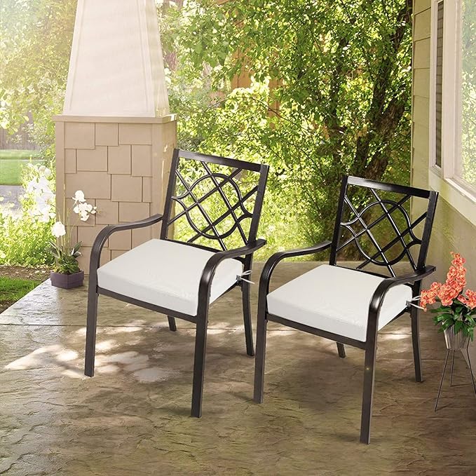 FUNHOME 2 Pack Outdoor Cushion Covers 24" x 24" x 4", No Insert! Water-Resistant Patio Chair Seat Cushion Covers with Zipper and Tie, Replacement Cover Only(Cream White)