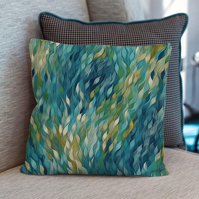 Pillowcase Make It Rain Fiesta Pillowcase Farmhouse Rainbow Teal Pillow Cover Accent Farmhouse Decor Pillow for Couch Sofa Bedroom Car 16x16 in