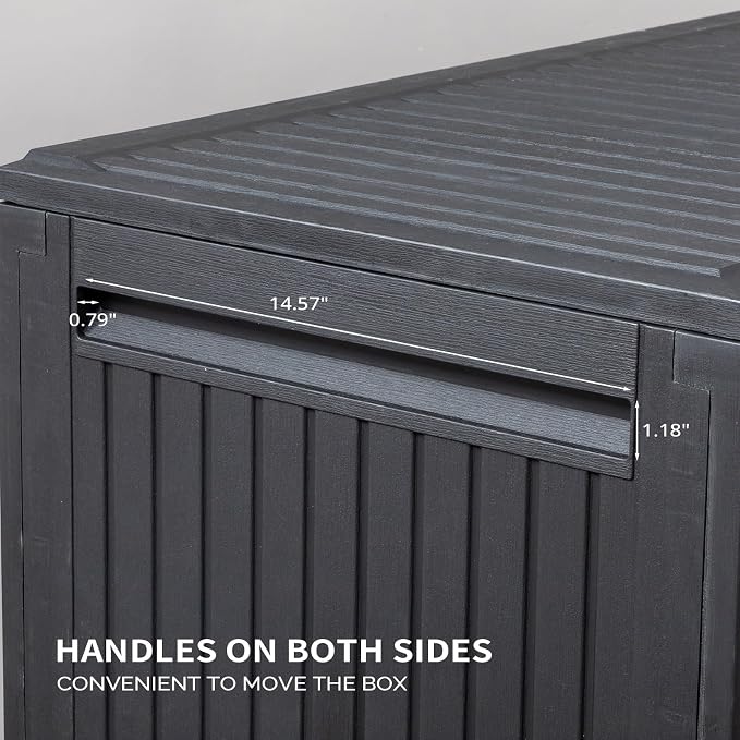 90 Gallon Outdoor Garden Plastic Storage Deck Box Chest Tools Cushions Toys Lockable Seat
