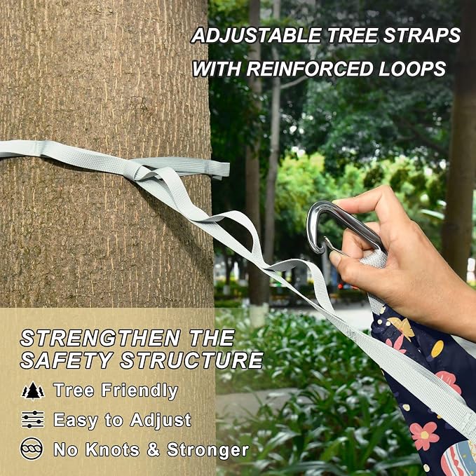 Camping Hammock Outdoor Hammocks for Outside Egg Flower Beach Trees Portable Lightweight with Pockets Tree Straps Indoor