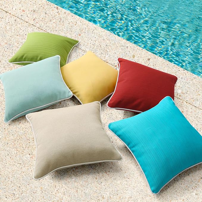 Decorative Outdoor Water Repellent Throw Pillows with Inserts, Set of 4, 18" x18" Pillows for Patio, Backyard, Bed, Couch, and Patio Furniture, Navy