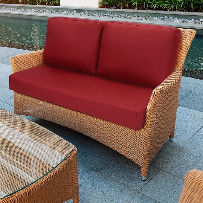 Wenqik 3 Pcs Waterproof Cushion Covers(Not Includes Cushion) 48'' x 24'' Outdoor Patio Furniture Seat Covers Fade Resistant Replacement Slipcover with Zipper for Outside Couch Swing Sofa(Burgundy)