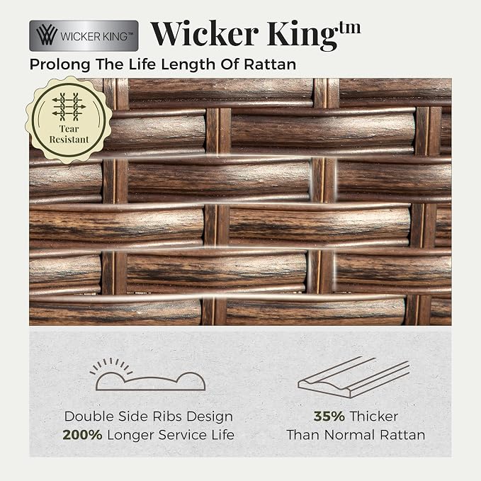 MIXPATIO Patio Furniture Set with Coffee Table, Outdoor Conversation Set with 2 x Fixed Chairs, 2 x Swivel Chairs, 1 x 3-Seat Sofa for Lawn Garden Backyard, Beige