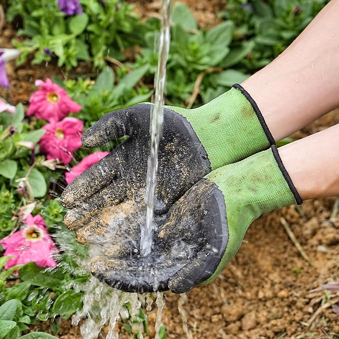 Pleneal Gardening Gloves for Women Men - 6/3 Pairs Garden Gloves with Grip, Latex Coated Working Glove, Medium Size