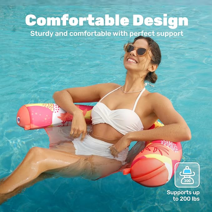 SLOOSH Inflatable Pool Noodle Chair, 3 Packs Pool Floats Noodle Sling Floatie, Swimming Party Floating Chair for Adult Party Summer Water Fun
