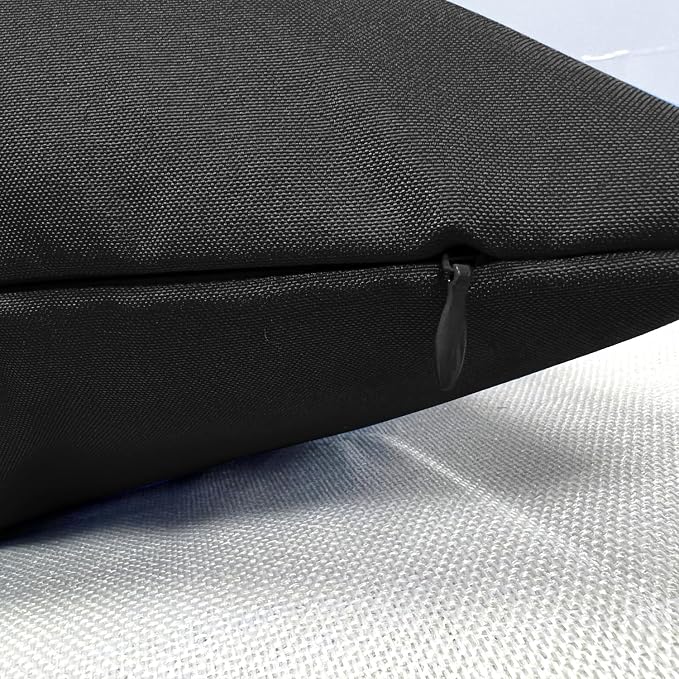 VAKADO Outdoor Waterproof Throw Pillow Covers 18X18 Set of 2 Decorative Black Patio Furniture Cushion Cases Outside Decor for Couch Garden Bench Porch