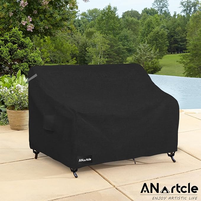 ANartcle 2-Seater Patio Loveseat Cover,58W x 32.5D x 31H Inches Outdoor Couch Cover,100% Waterproof Heavy Duty Patio Sofa Covers,Patio Furniture Covers,Black
