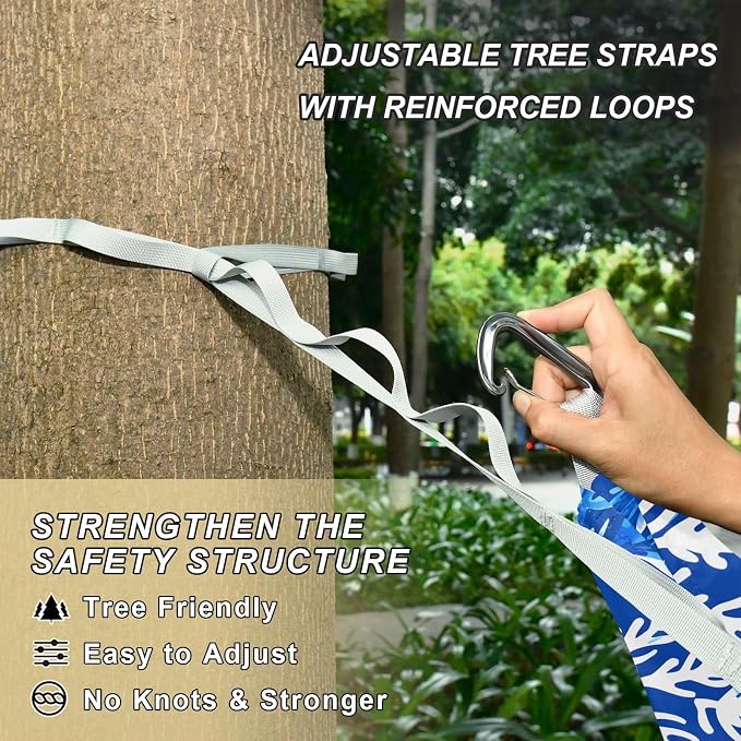 Camping Hammock Outdoor Hammocks for Outside Seaweed Kelp Blue Beach Trees Portable Lightweight with Pockets Tree Straps Indoor