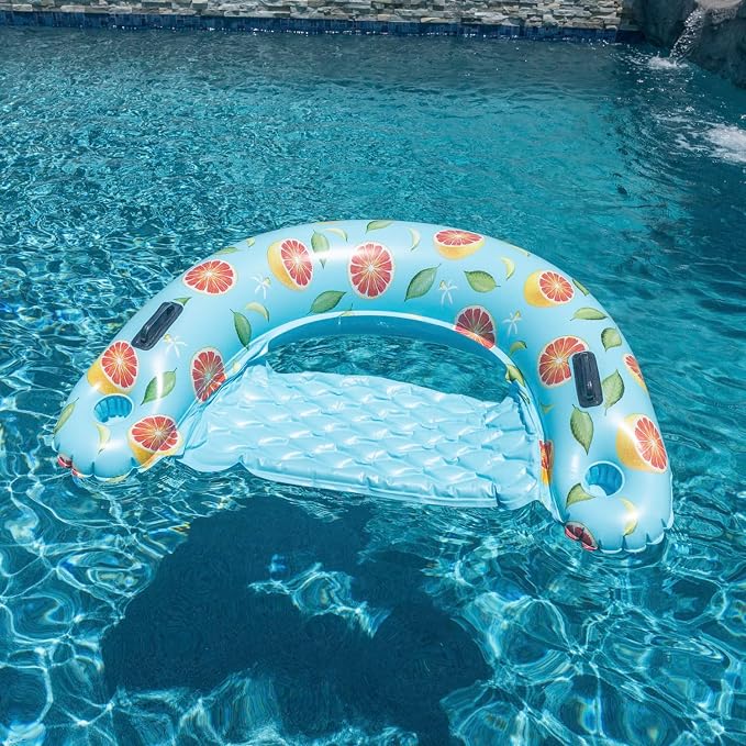 PoolCandy Grapefruit Print Inflatable Pool Floats, Loungers, Sun Chairs & Sunning Pools