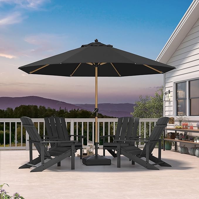 PURPLE LEAF 11 Feet Patio Umbrella Outdoor Table Umbrella Round Aluminum Market Umbrella with 8 Sturdy Ribs & Crank Commercial Outdoor Umbrellas for Garden Deck Patio, Black