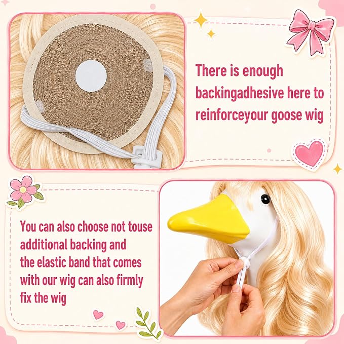 4Pcs Porch Goose Wigs Set Porch Goose Outfits Accessories for Outdoor Statue Accessories Garden Patio Yard Goosey Decoration (3PCS Wigs-B)