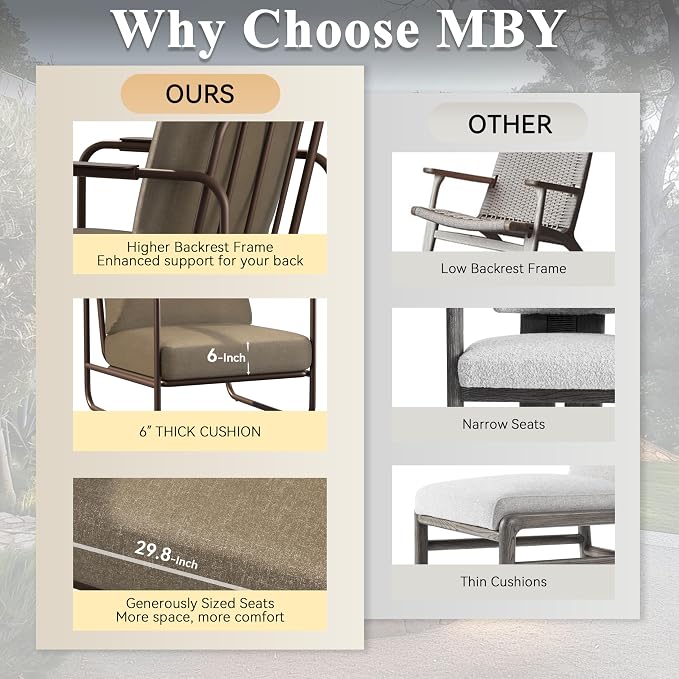 3-Piece Aluminum Outdoor Conversation Set, Modern Deep Seating Chairs with Thick Cushions & Coffee Table, Weather-Resistant for Garden, Porch, Deck, Balcony