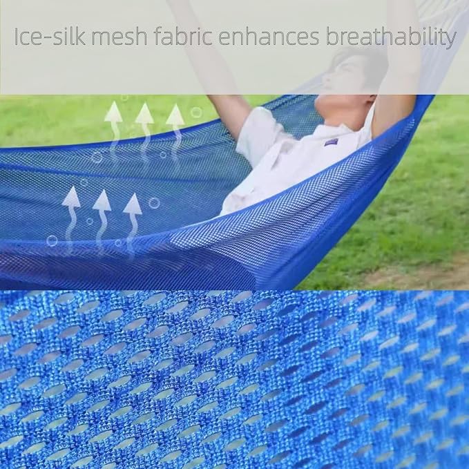 Wooden Bar Portable Camping Hammock, Cool Ice Silk Mesh Hammocks with Tree Straps Carry Bag, Single Hanging Sturdy Hammock for Travel Patio Garden. Up to 550lbs. Purple