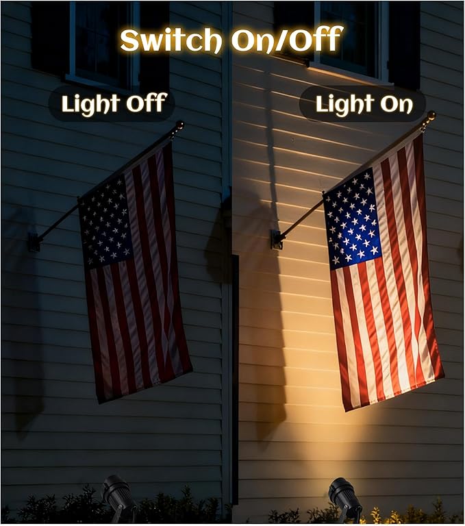 12W Landscape Lighting, IP66 Waterproof Spotlight with 6.6Ft Cable + Plug+ Switch, 3000K LED Landscape Lights for Yard Garden Tree House Halloween Christmas, 1400LM Landscape Warm White Light, 2 Pack