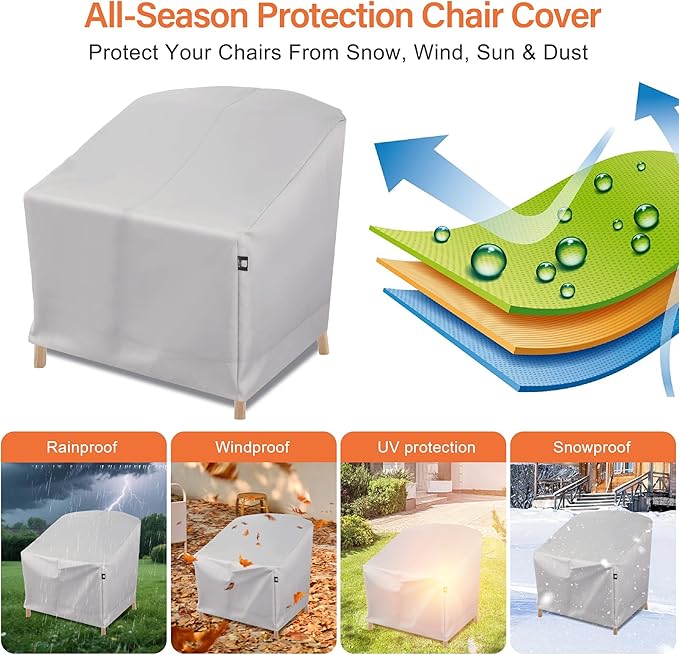 Patio Chair Covers Waterproof Heavy Duty Outdoor Chair Cover,UV Resistant Patio Rocking Chair Covers, Swivel Lounge Chair Cover,Patio Furniture Covers for Lawn/Garden (35" L x 22W x 35" H)
