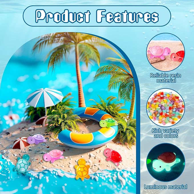 20PCS Mini Resin Turtles, Small Colorful Turtle Figurines Bulk Set | Tiny Resin Animals for Ocean Theme Party Decor, DIY Crafts, Cake Toppers (10 Vibrant Colors)